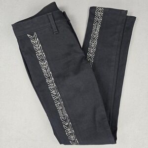 Rag & Bone Jeans Womens 27 Black Gunmetal Bengal Skinny Stretch Embroidered‎ USA